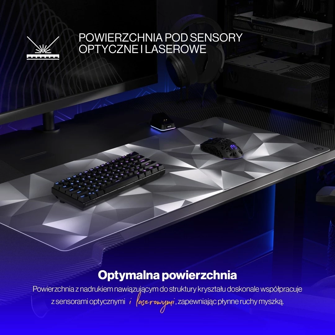 Mauspad Endorfy Crystal Black XL, për lojtarë, ngjyrë bardhë e zi
