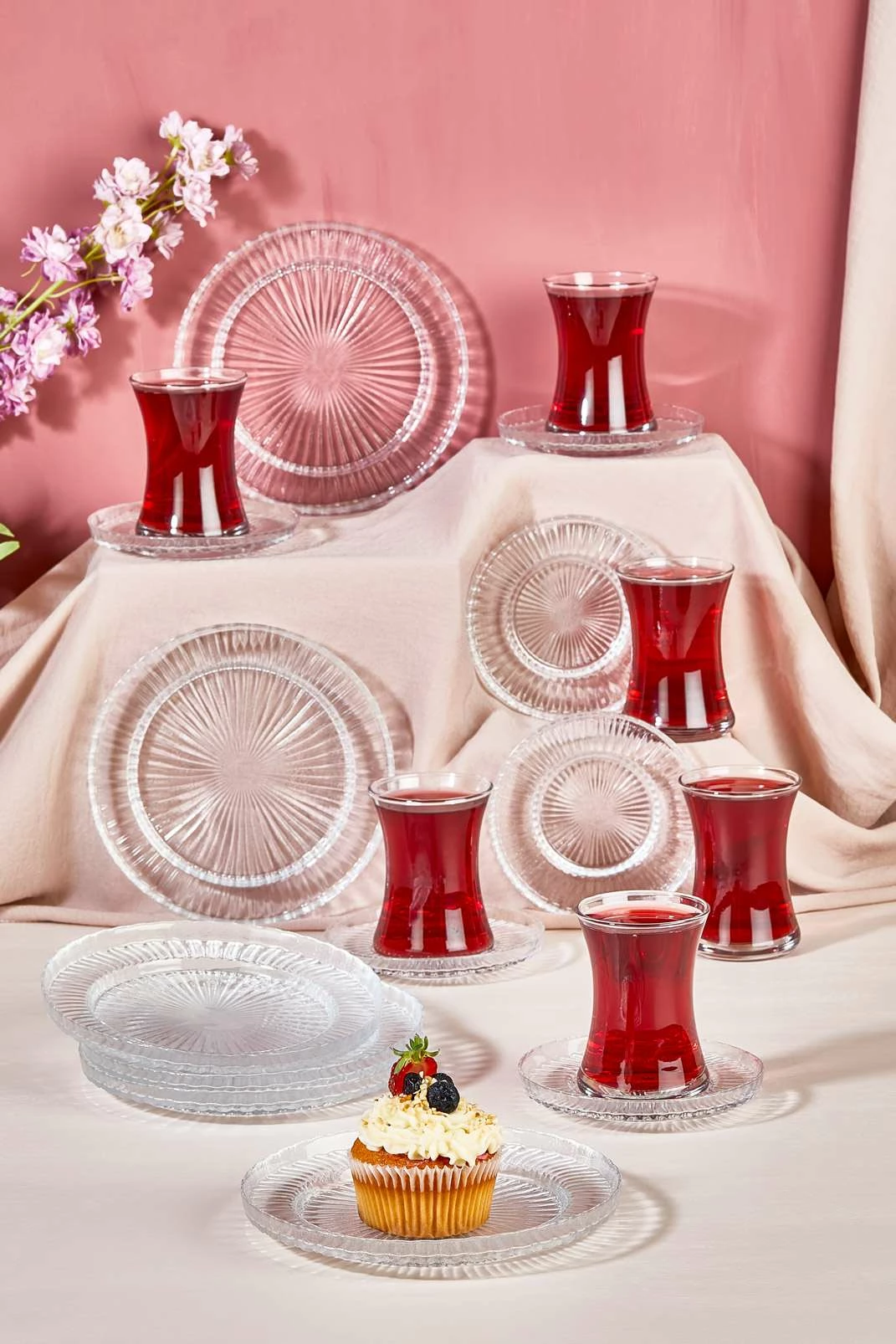 Set çaji prej xhami, 18 pjesë, Hermia Lina