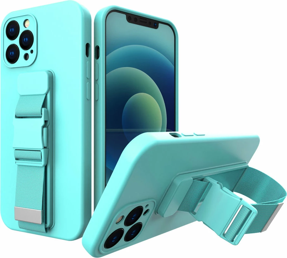 Mbështjellës Hurtel për iPhone 12 Pro Max me litar, kaltër e çelët