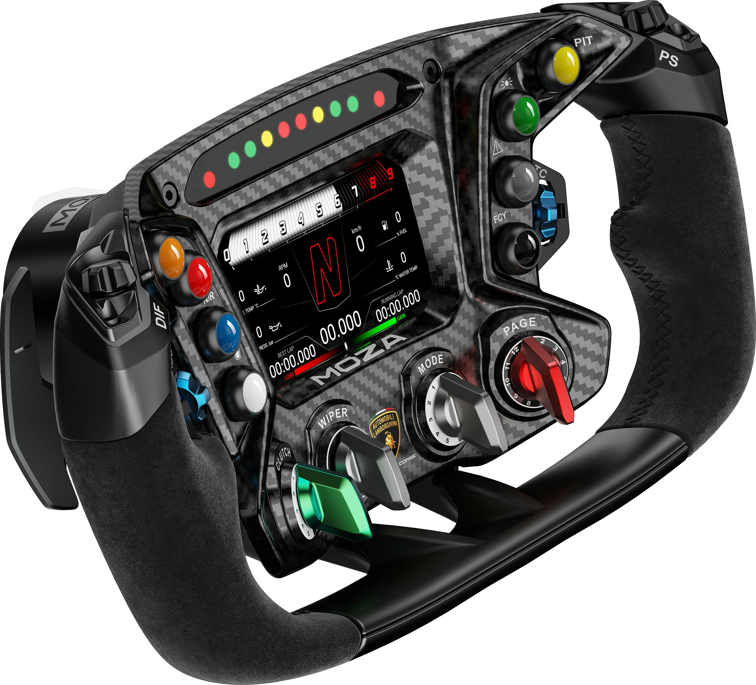 Timoni garash Moza Racing RS070 / SCV12, me ekran dhe LED, i zi