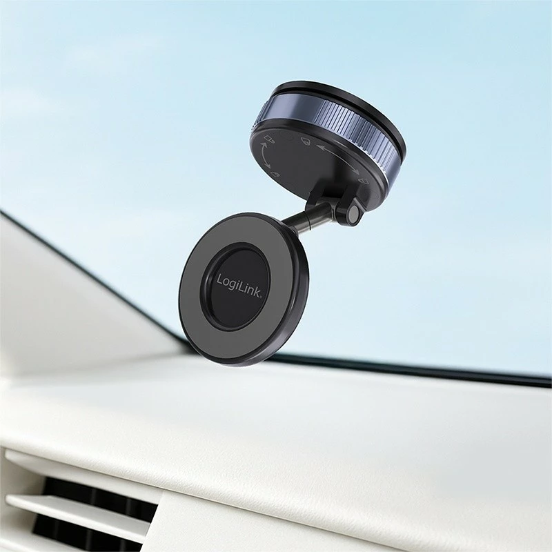 Mbajtës magnetik për celular LogiLink AA0198, me kupë thithëse, i palosshëm, i zi