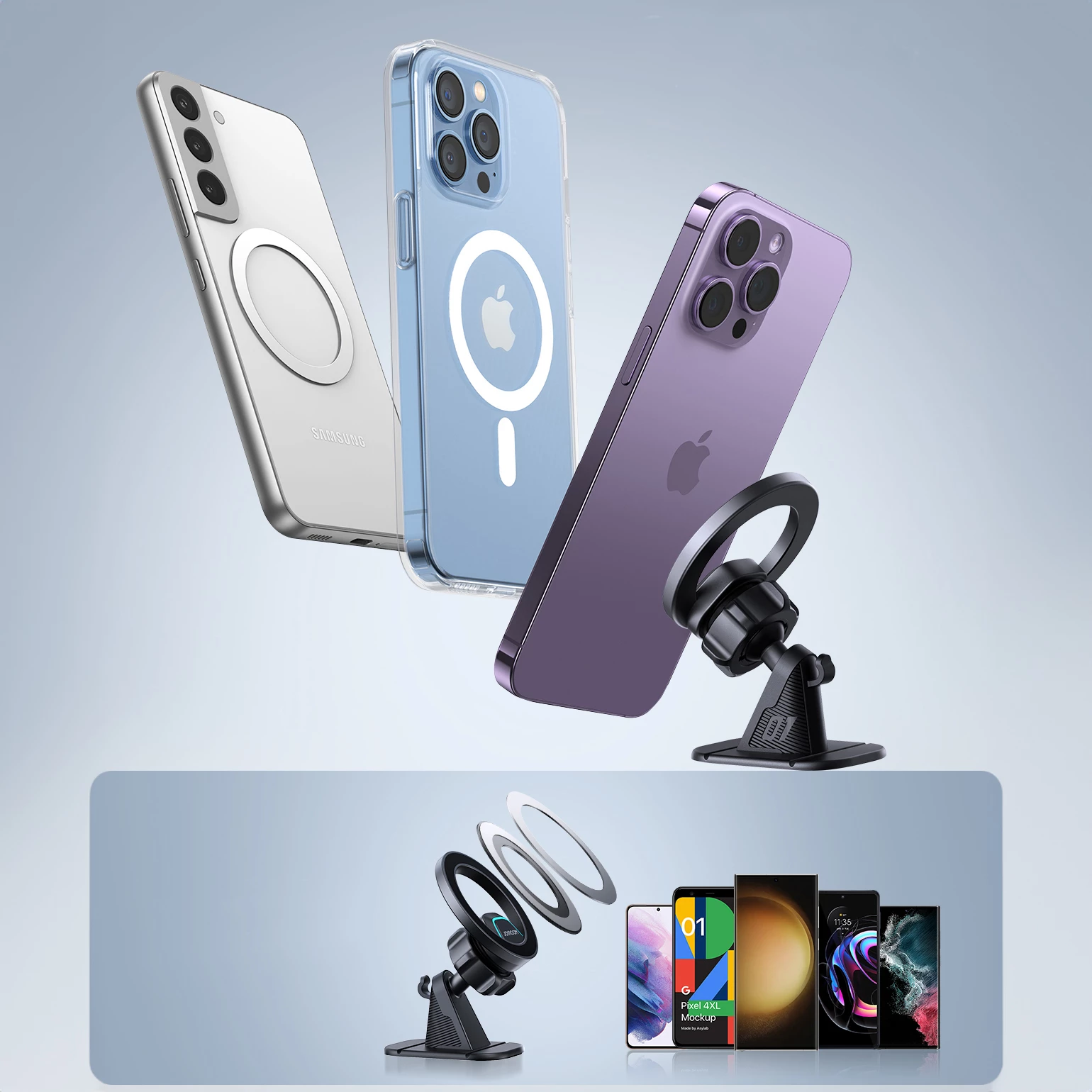 Mbajtës magnetik për makinë Joyroom JR-ZS376, për kokpit/panel, MagSafe, i zi