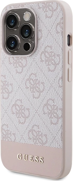 Mbështjellës Guess 4G Stripe për iPhone 15 Pro, Rozë