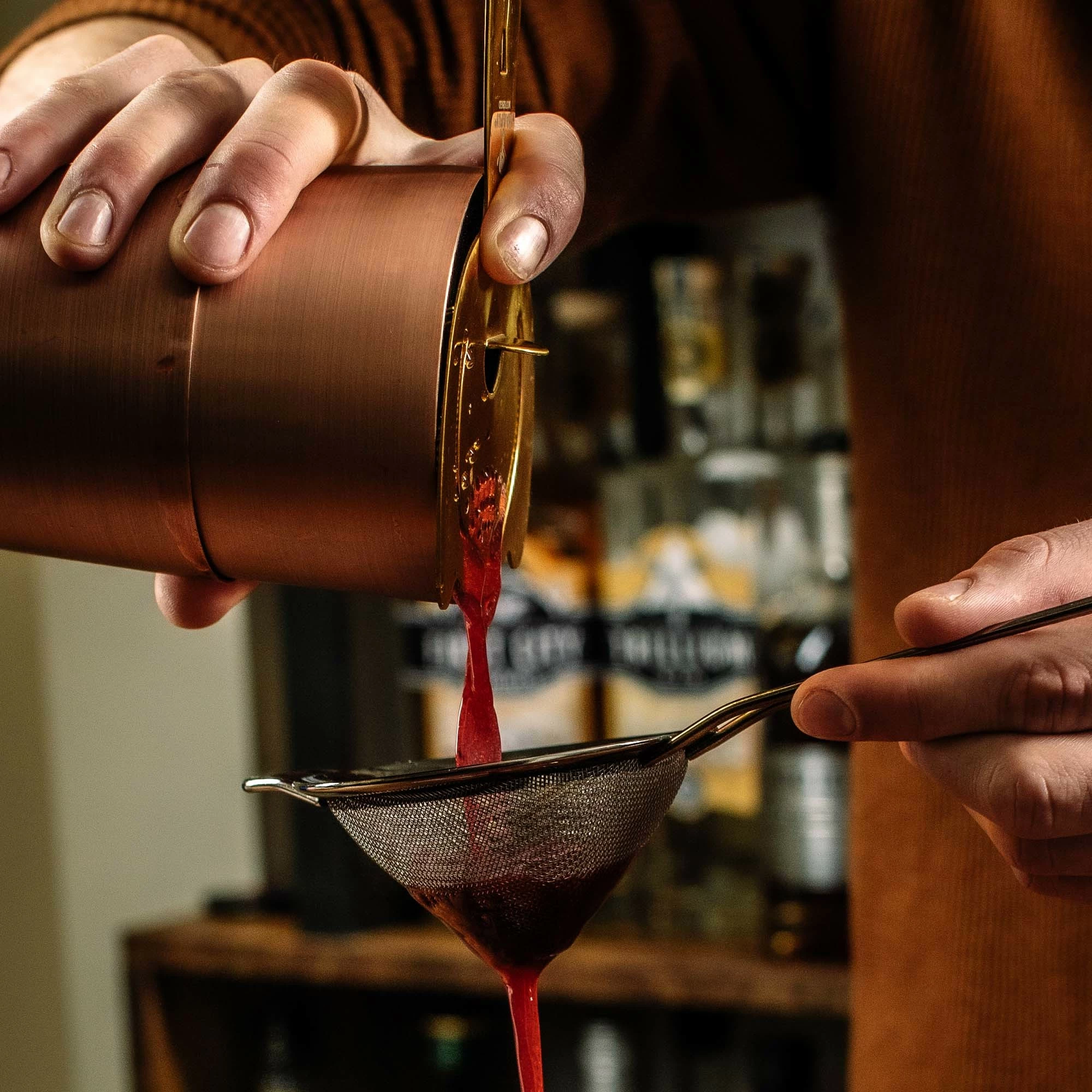 Set shaker koktejli, BarFly, 700 ml + 500 ml, bakër antik