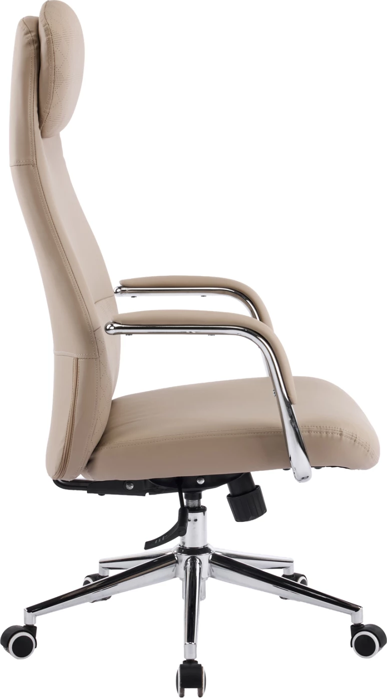 Karrige zyre SONTY, lëkurë PU bezhë, bazë kromi, FH18354.02, 64x68x125cm