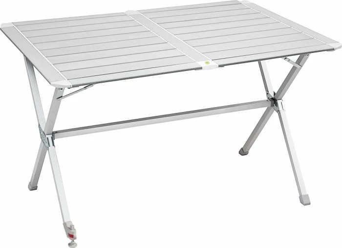 tavolinë palosëse kampingu BRUNNER Silver Gapless Level 6 0406077N 140x81x70cm me nivelues, alumin, çantë transporti, argjendtë