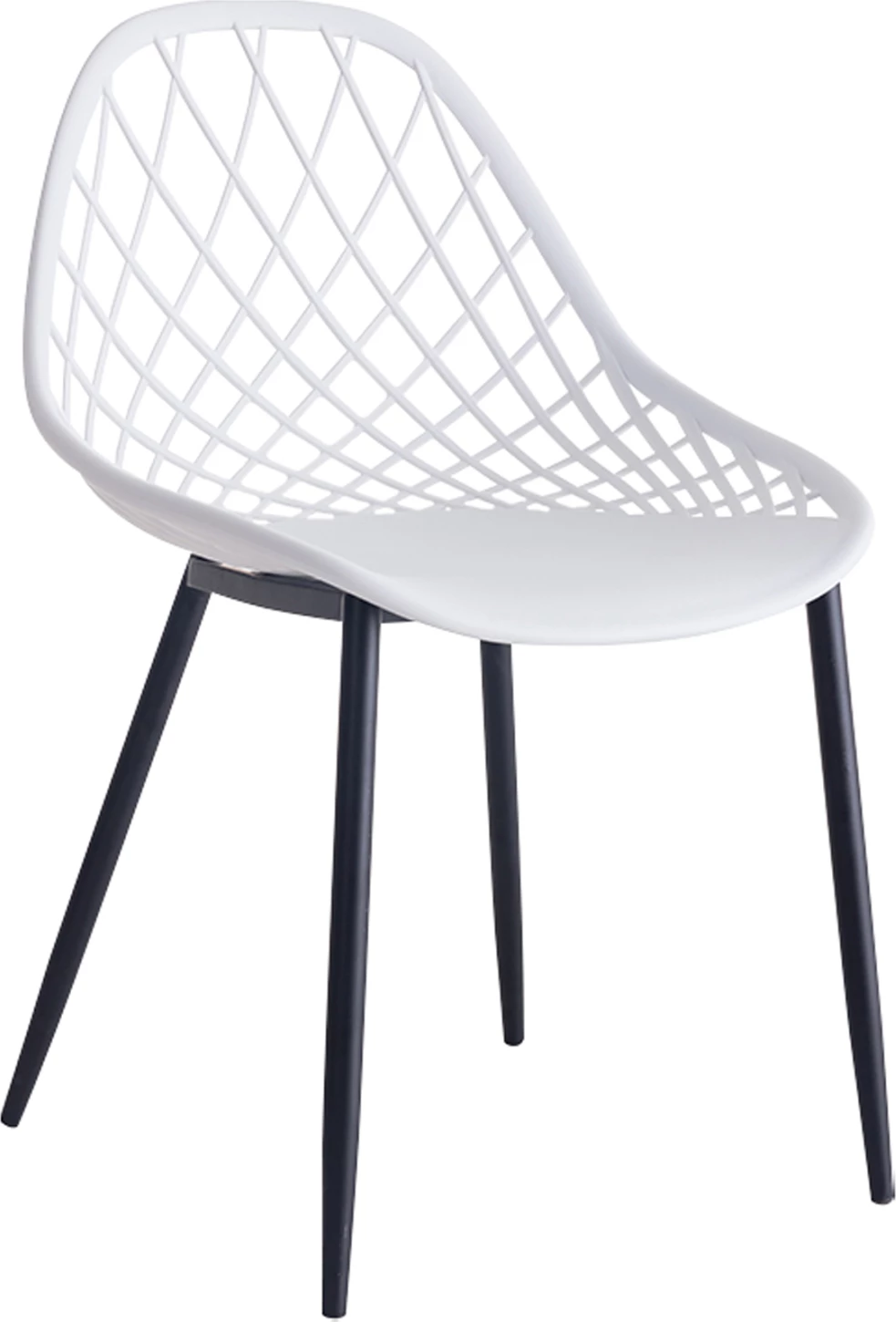 Karrige polipropileni FH9524.01, ngjyrë e bardhë, këmbë metalike të zeza, 52x53x82H cm., set prej 4 copë