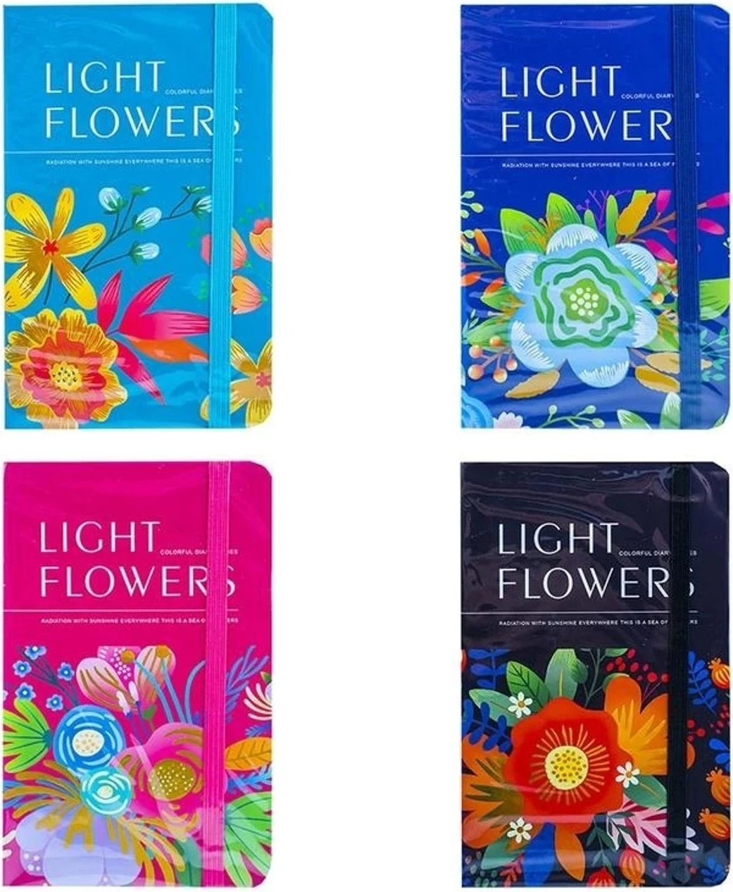 Bllok shënimesh “Light Flower” me kapëse elastike – Dizajne të ndryshme