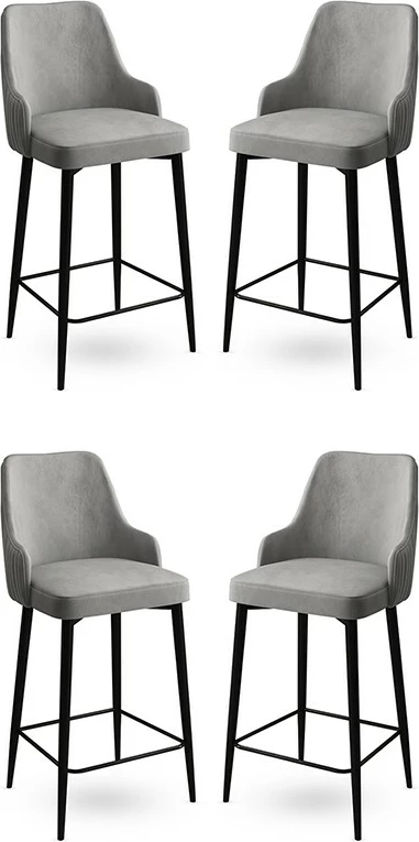 Set karrigesh për bar (4 copë), Hanah Home, Enox, gri e zezë