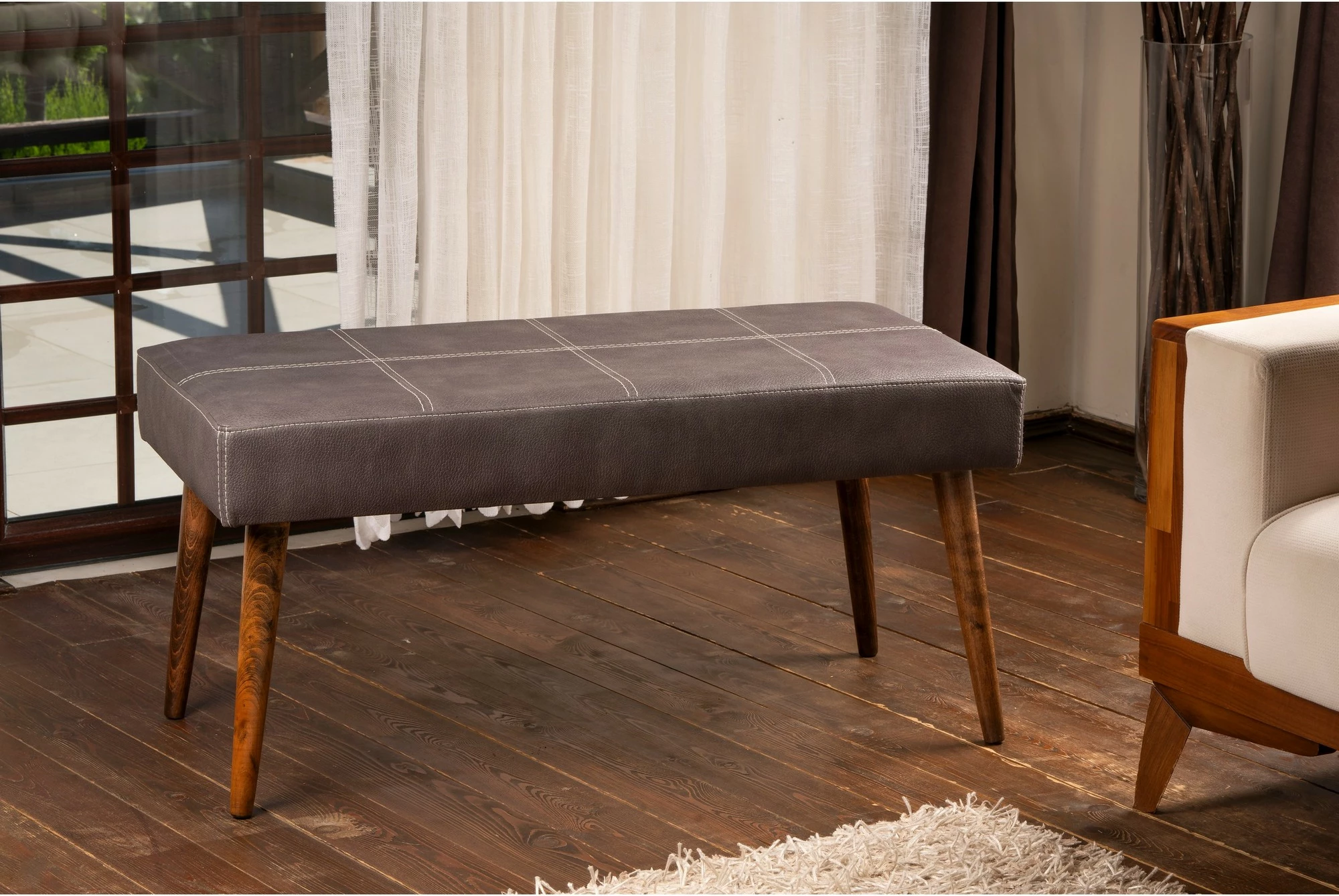 Pouf Atelier del Sofa, ngjyrë antracit, 92x44x46 cm
