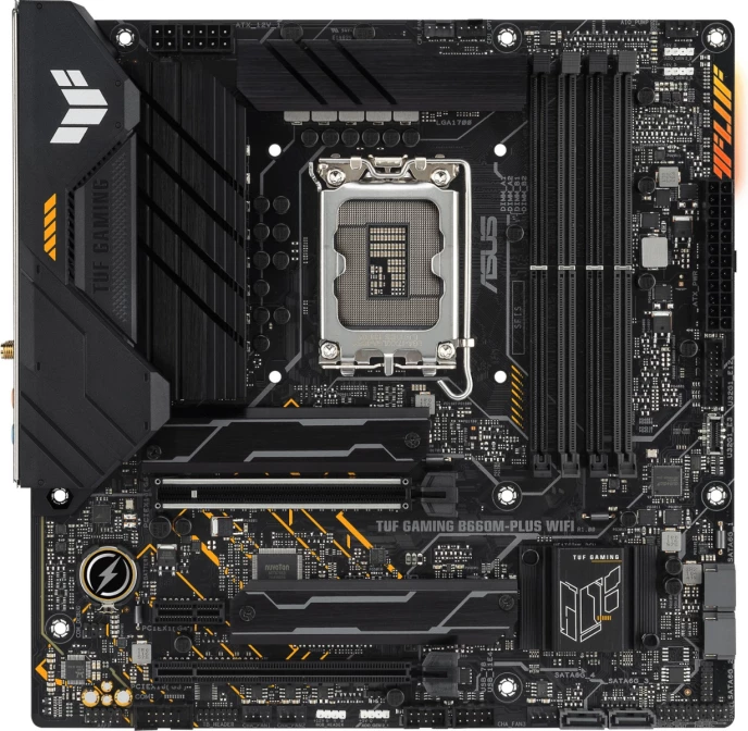 Pllakë amë ASUS TUF GAMING B660M-PLUS WIFI, DDR5, LGA1700, mATX, Wi‑Fi 6, 2.5GbE, USB 3.2 Gen 2x2, e zezë