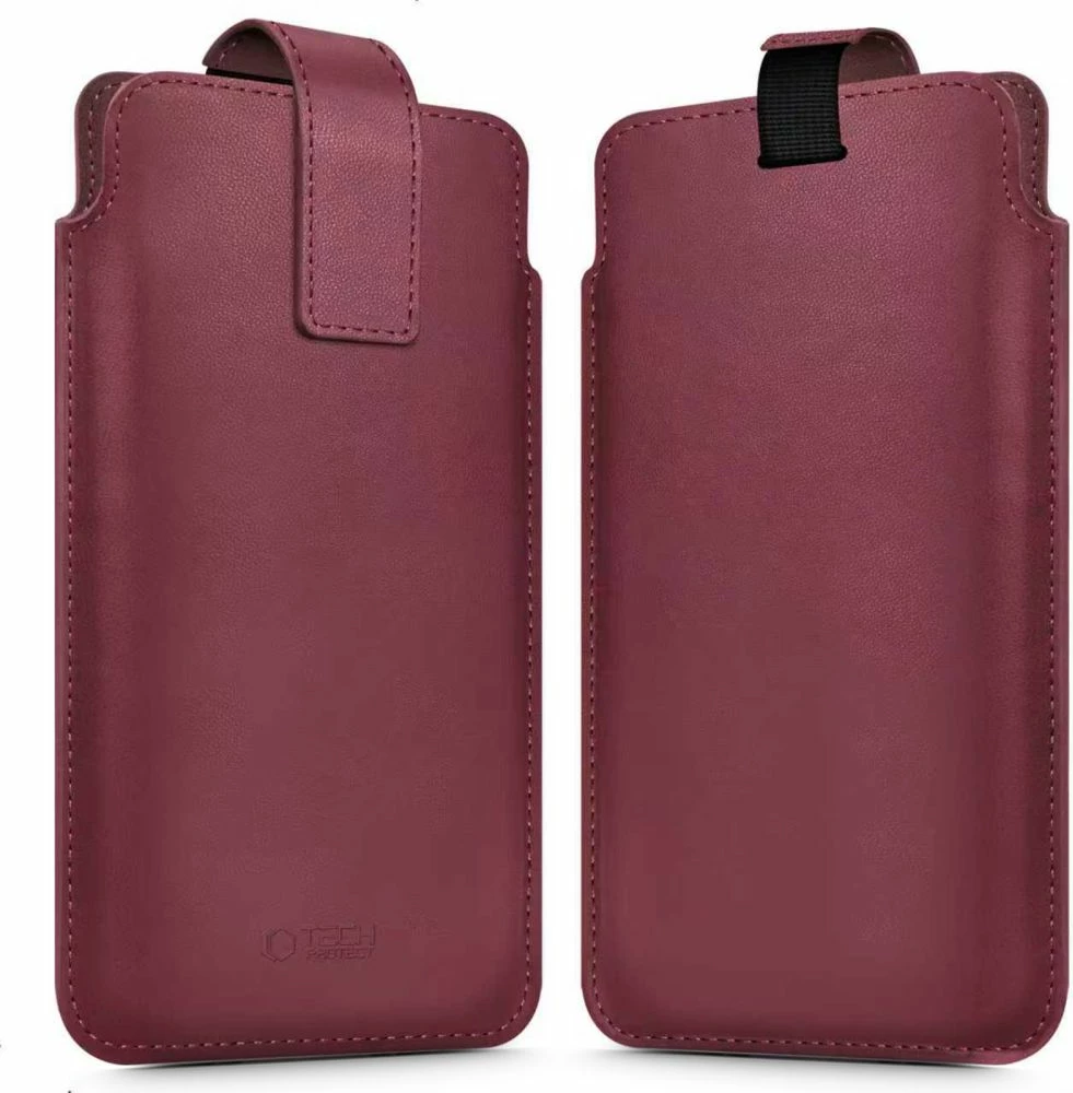 Mbështjellës Tech-Protect SM65 për celular 6.0-6.9", eco-lëkurë, me mbyllje magnetike, burgundy, 1 copë