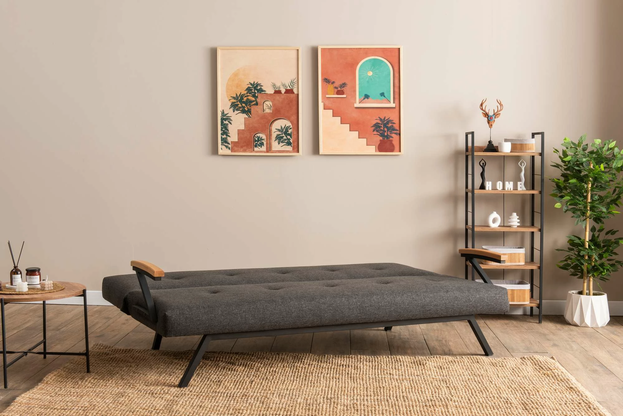 Divan-krevat 3 vende, Atelier del Sofa, Zven, ngjyrë gri e errët