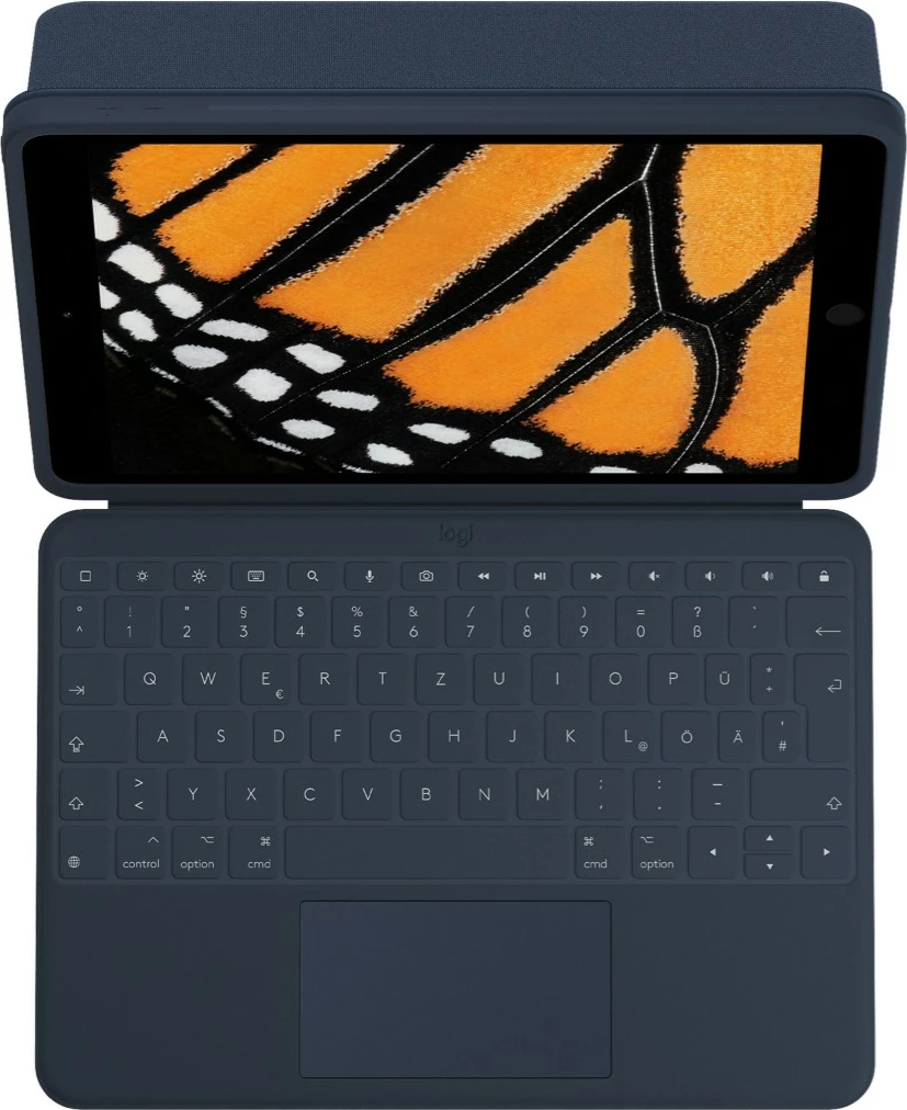 Mbështjellës me tastierë Logitech Rugged Combo 3 Touch për iPad, QWERTZ, trackpad, ngjyrë kaltër