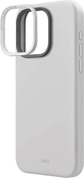 Mbështjellës UNIQ Lino Hue Magclick për iPhone 15 Pro Max, silikon, MagSafe, gri e çelët