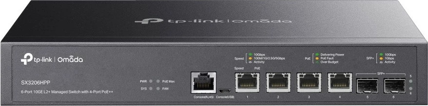 Switch TP-Link Omada 6-Port 10GE L2+ Managed, PoE++, montim në rack