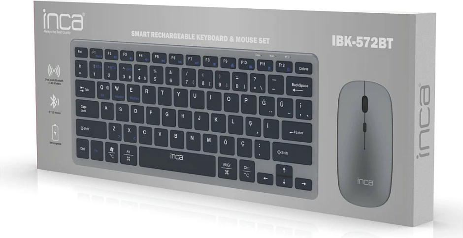 Set tastature dhe maus Inca IBK-572BT, Bluetooth 3.0/5.0, i zi