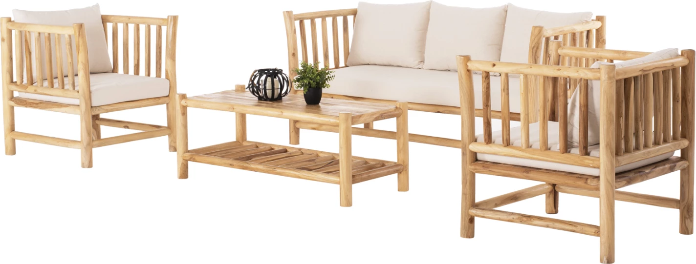 Set ulëse për kopsht FH9340, 4 pjesë, dru/të bardha