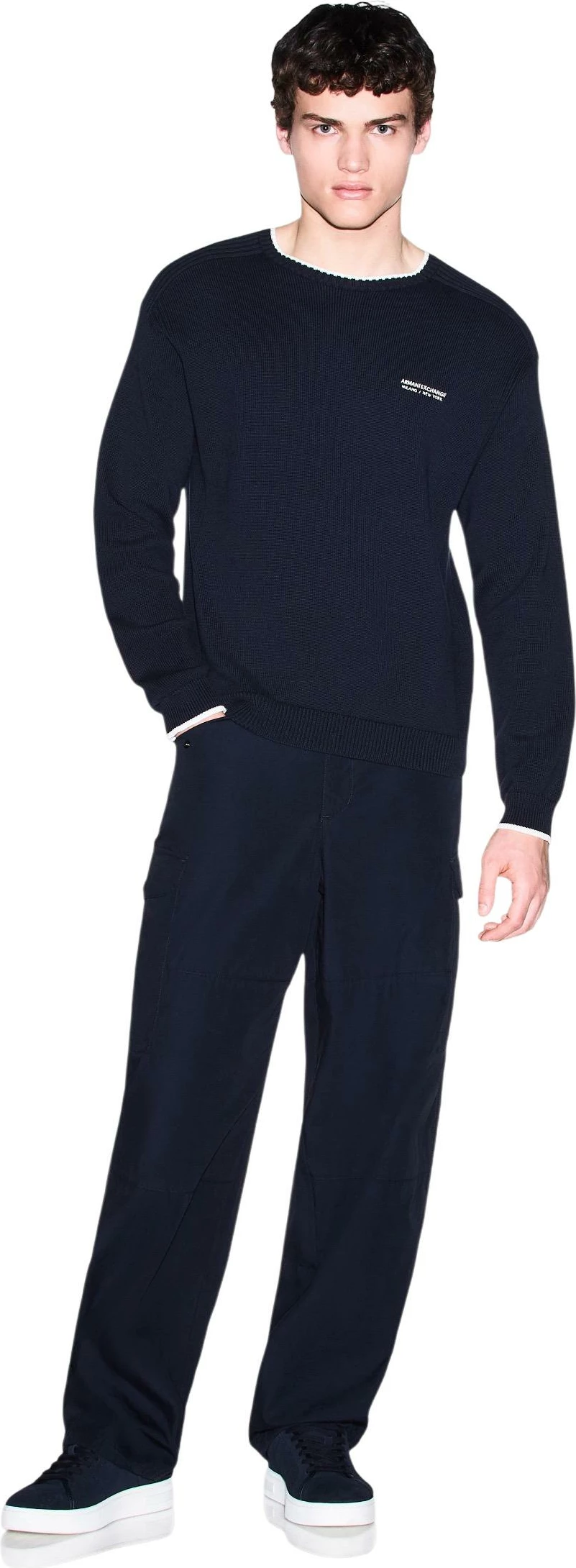 Xhemper për meshkuj Armani Exchange XM003009 AF28775, i kaltër [Madhësia: L]