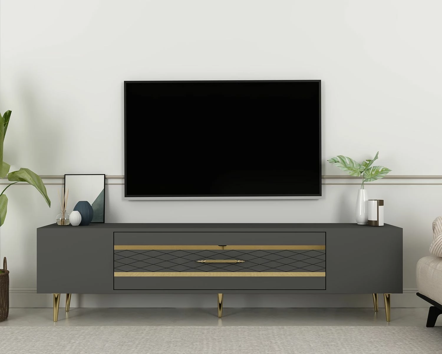 Komodë TV Skye Decor, anthracite, ari, Dekolp2
