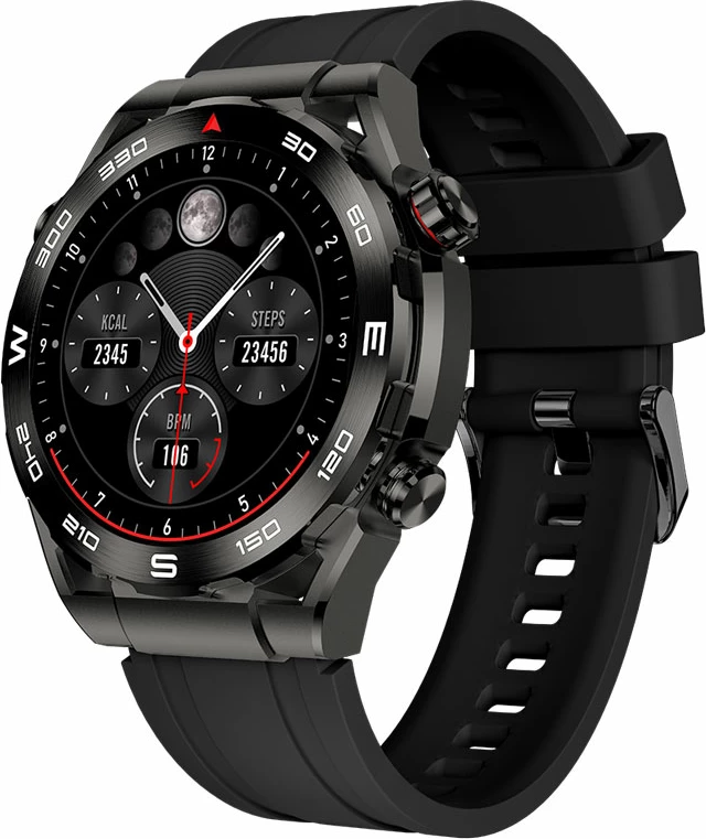 Smartwatch Moye Ares 1.43\" AMOLED, thirrje Bluetooth, karikim wireless, IP67, set me 3 rripa, e zezë