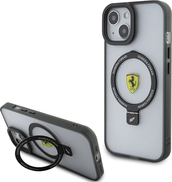 Mbështjellës Ferrari Ring Stand 2023 MagSafe për iPhone 15 Plus / 14 Plus, i zi