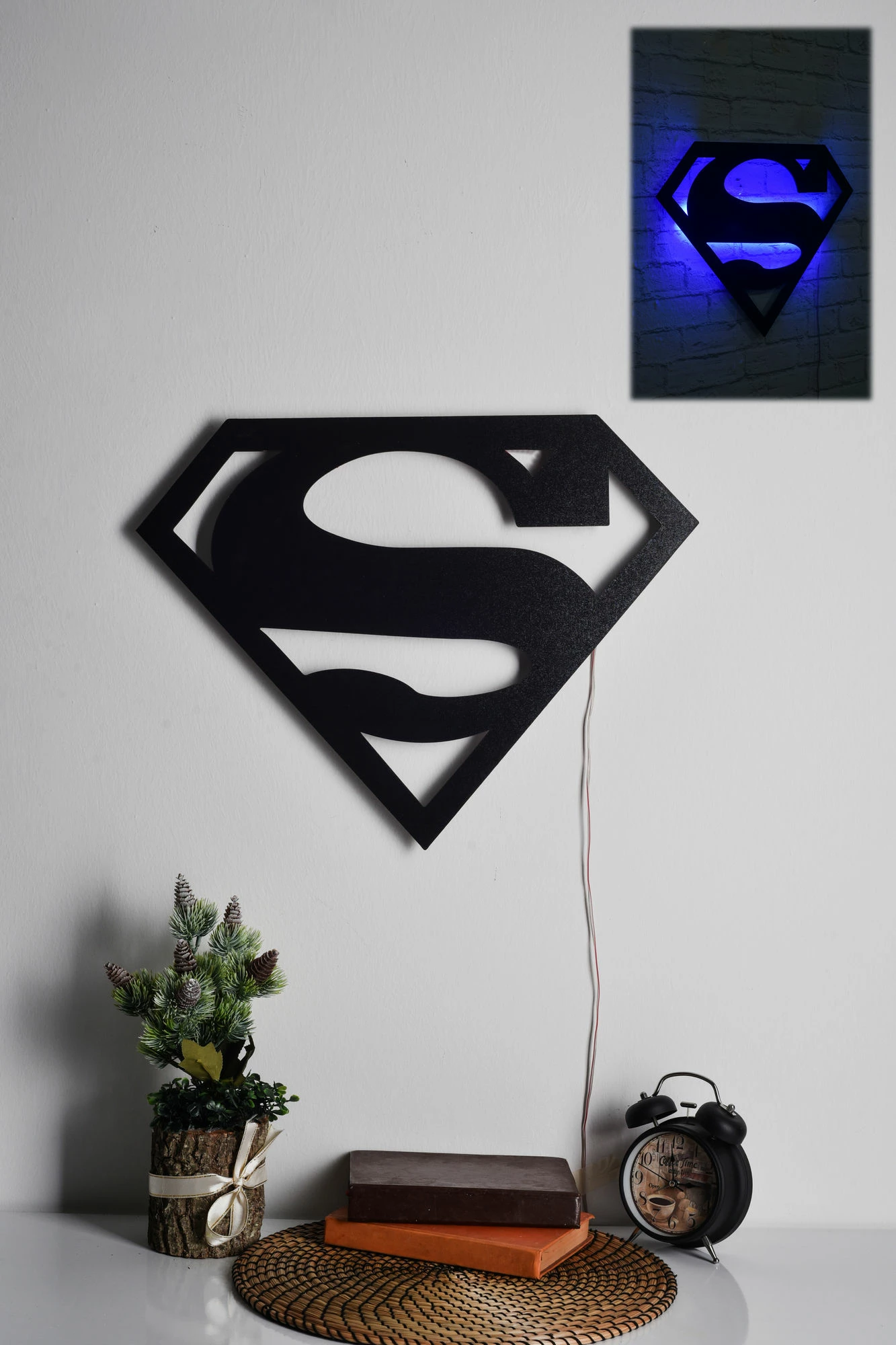 Dritë dekorative LED, logo Superman, ngjyrë kaltër