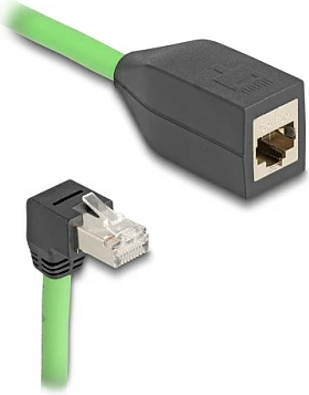 Kabllo zgjatëse rrjeti DeLOCK RJ45 Cat6A, 1 m, mashkull i kënduar në femër, SF/UTP, TPU, e gjelbër/zezë