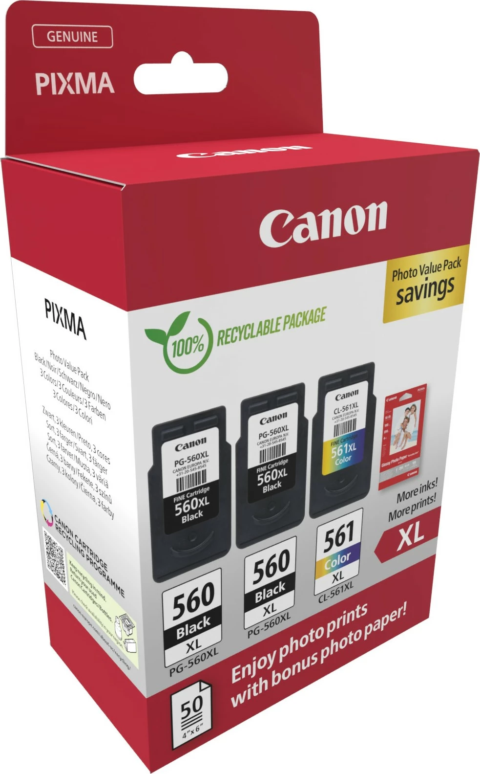 Toner Canon 3712C012, High (XL) Yield, 3 copë, Photo value pack