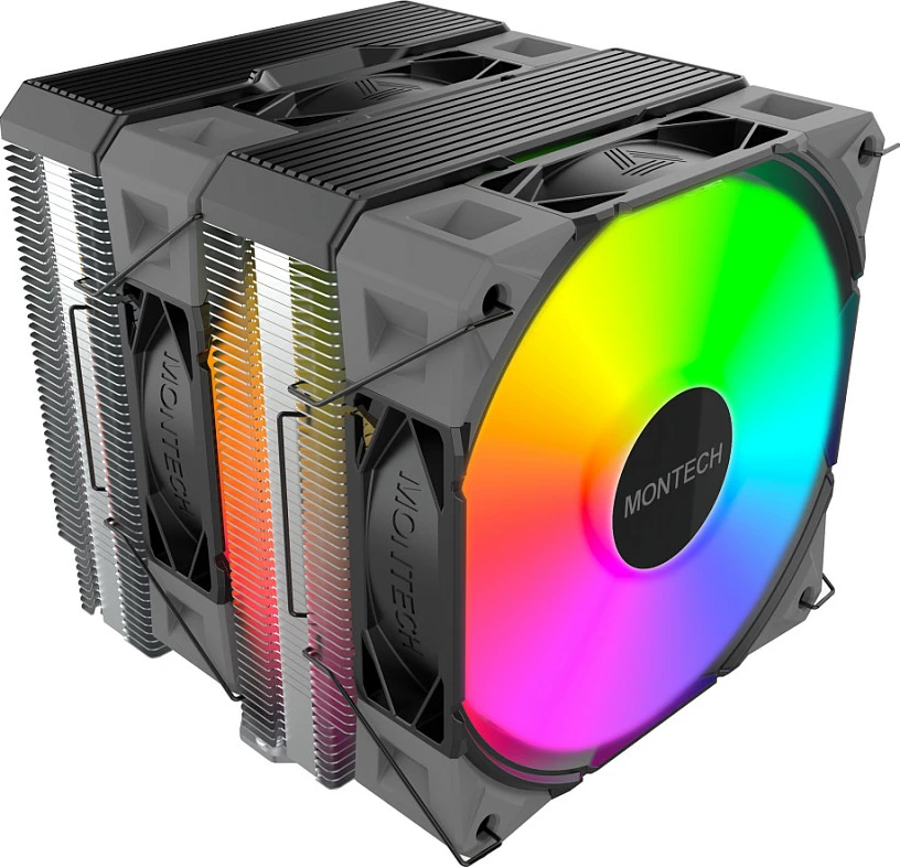 Ftohës CPU Montech NX600 ARGB, 2x120mm PWM, i zi