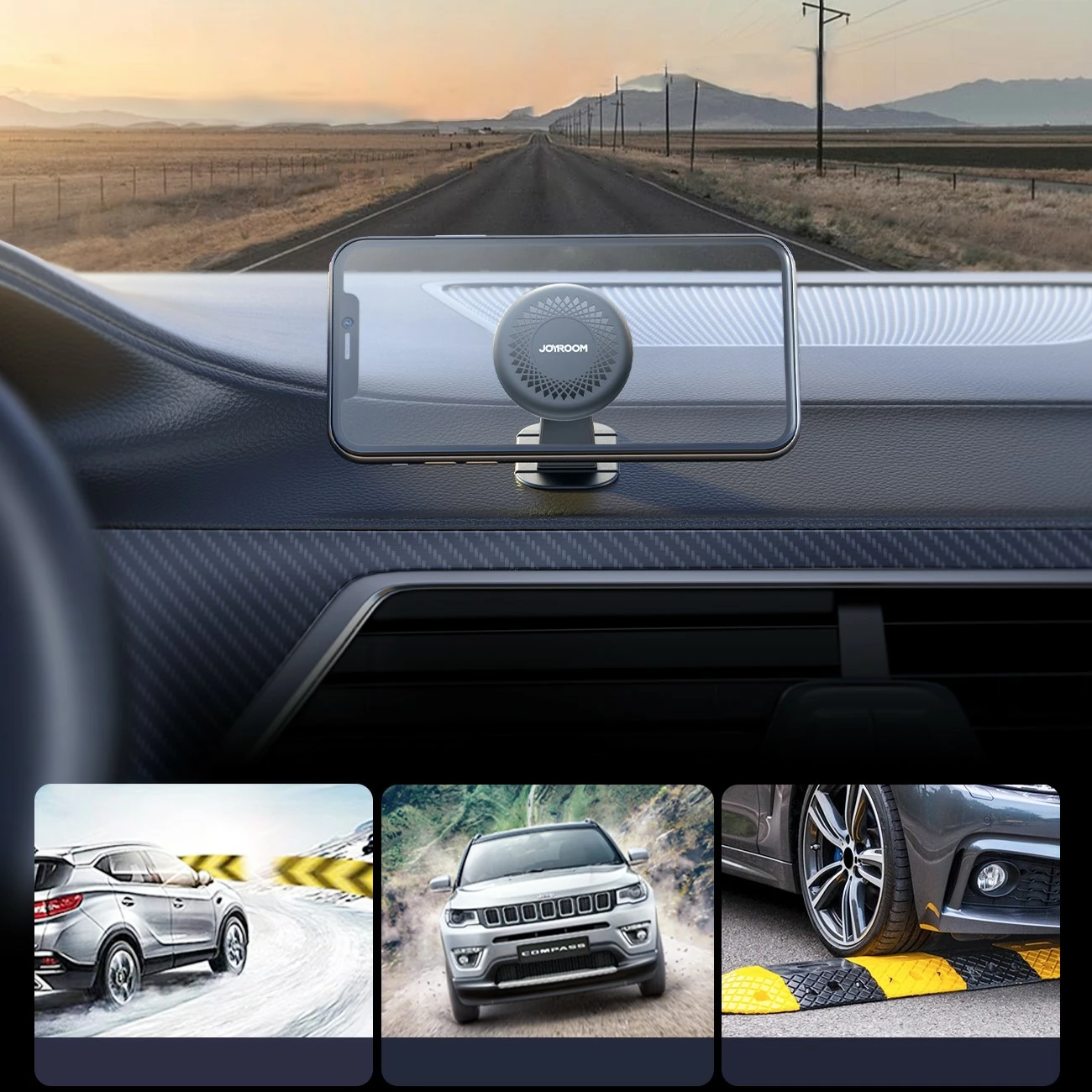 Mbështjellës magnetik Joyroom JR-ZS356 për telefon, për panel të makinës, gri e errët