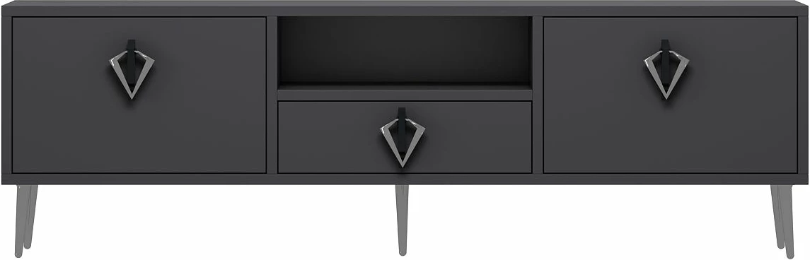 Komodë TV Skye Decor, 1311-DROP-32, antracit, e zezë, argjend
