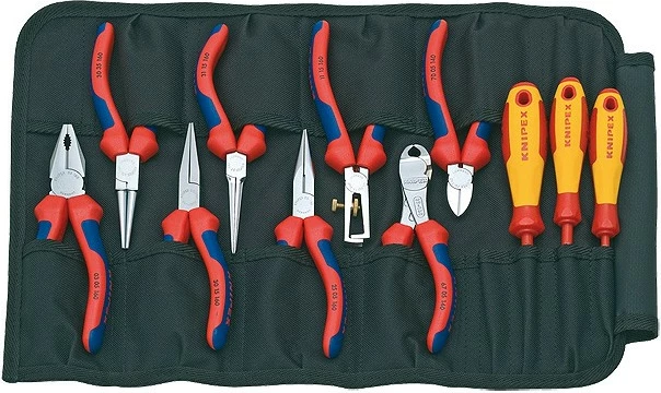 Kasë veglash Knipex Werkzeugtasche Fernmelder, me pincë dhe kaçavida, multikolor