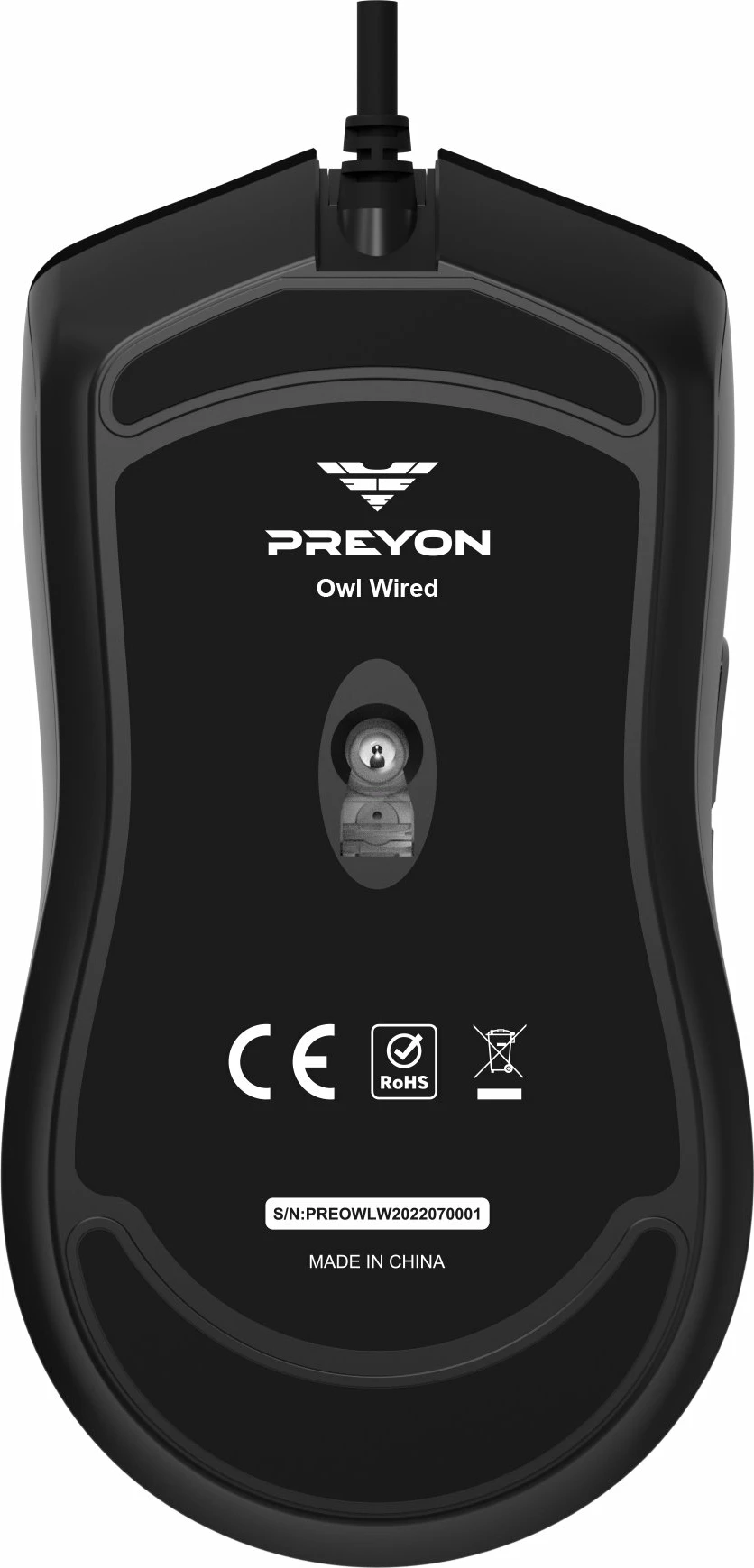 Maus gaming PREYON Owl Wired POW27B, USB me kabllo, 12400 DPI, RGB, 6 butona, i zi