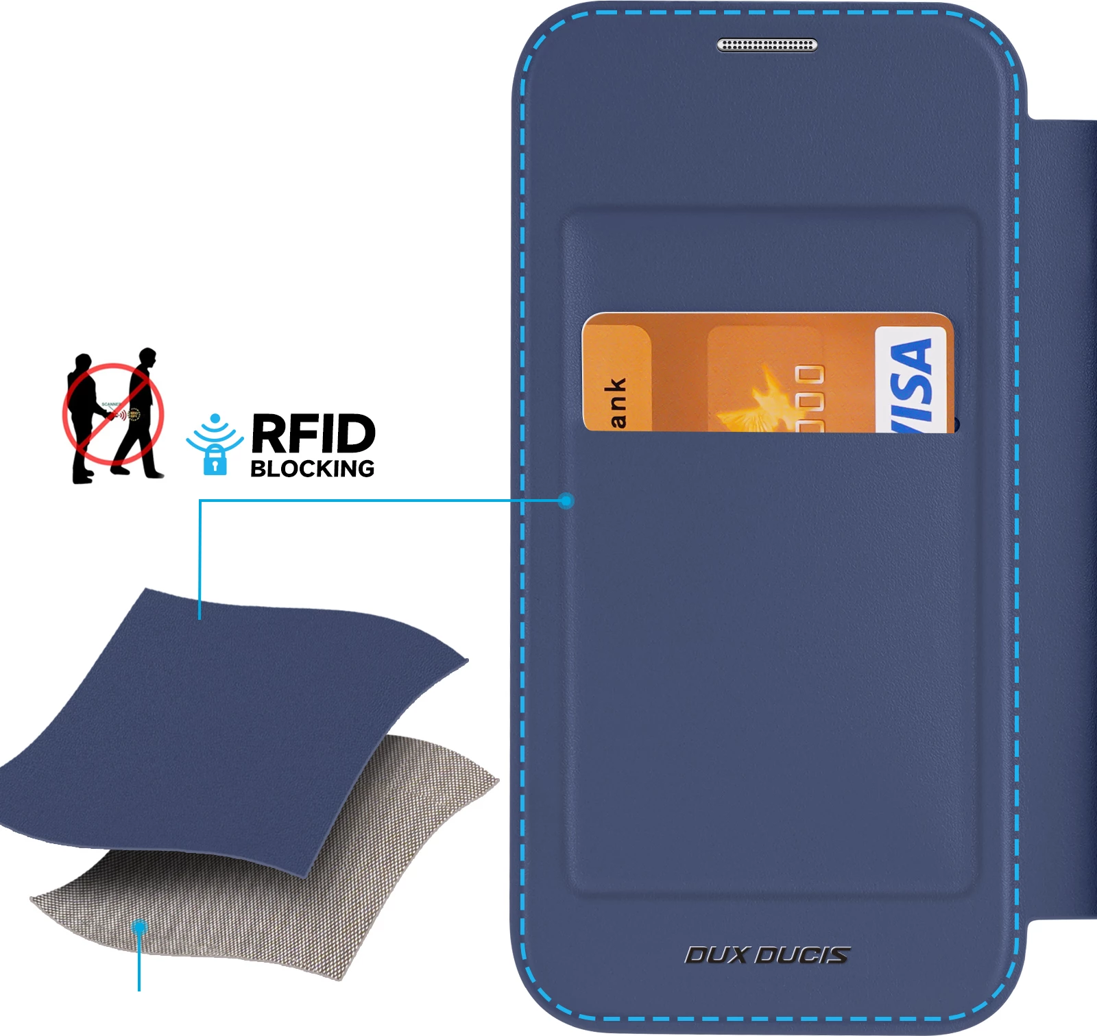 Mbështjellës Dux Ducis Skin X Pro për iPhone 15 Pro, MagSafe, Flip, Blu