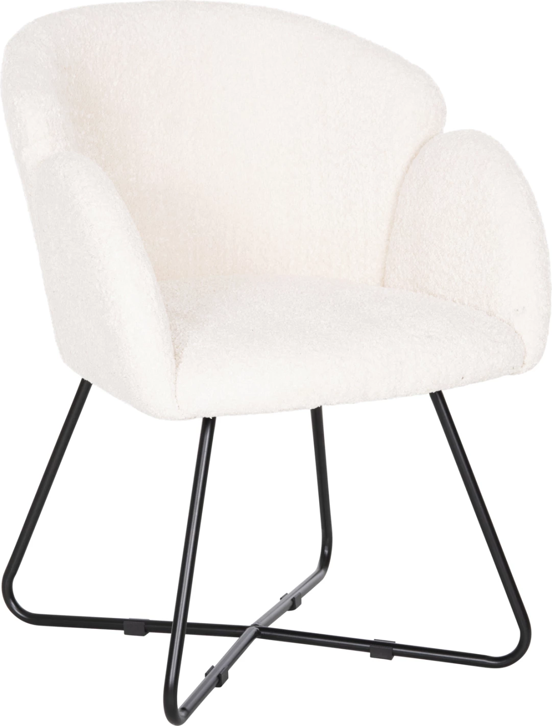 Karrige e rehatshme HARNIS FH9603.06, ecru boucle, bazë metalike e zezë, 59.5x64x77 cm