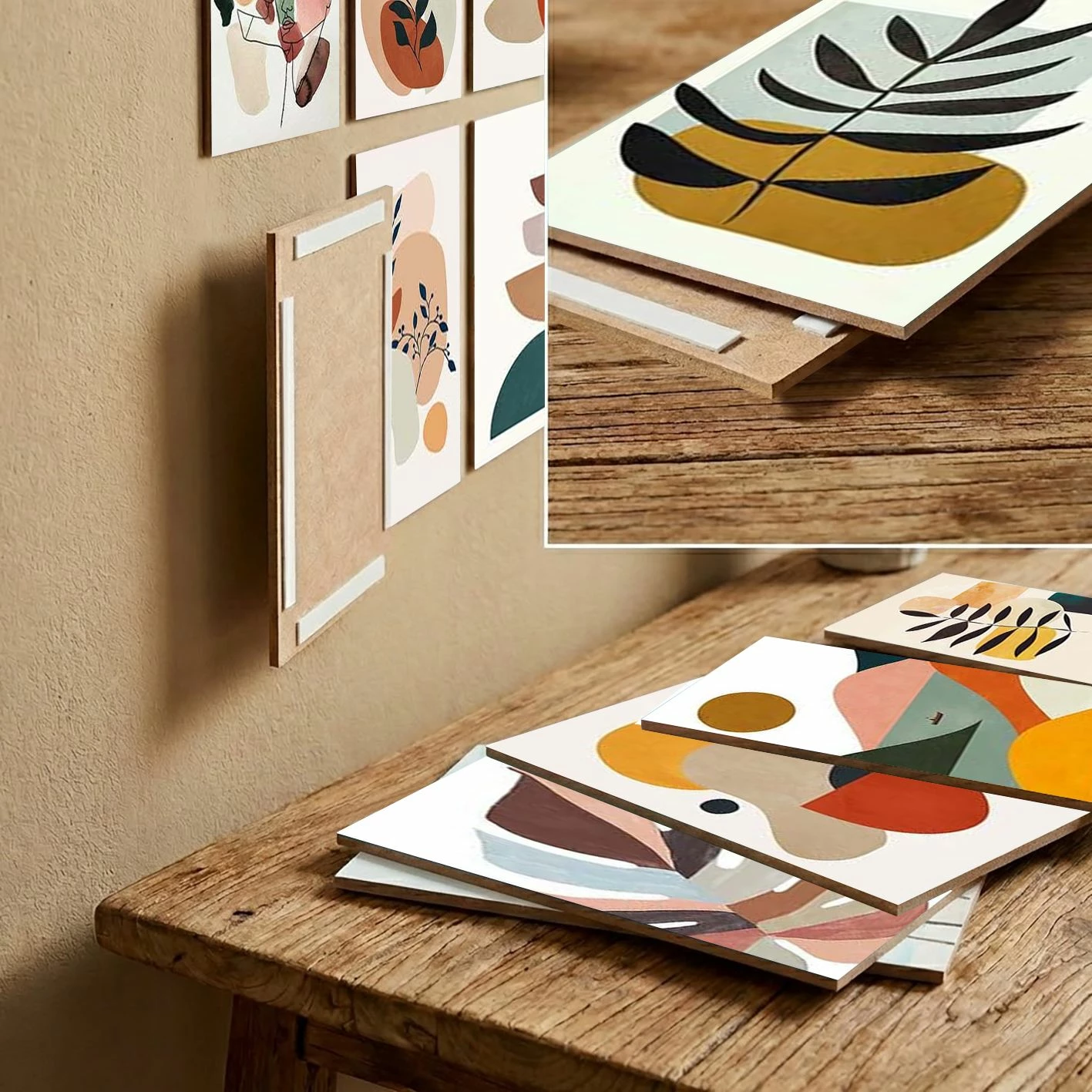 Set pikturash dekorative MDF, shumëngjyrëshe, 12 copë, Wallity, 12MDF02