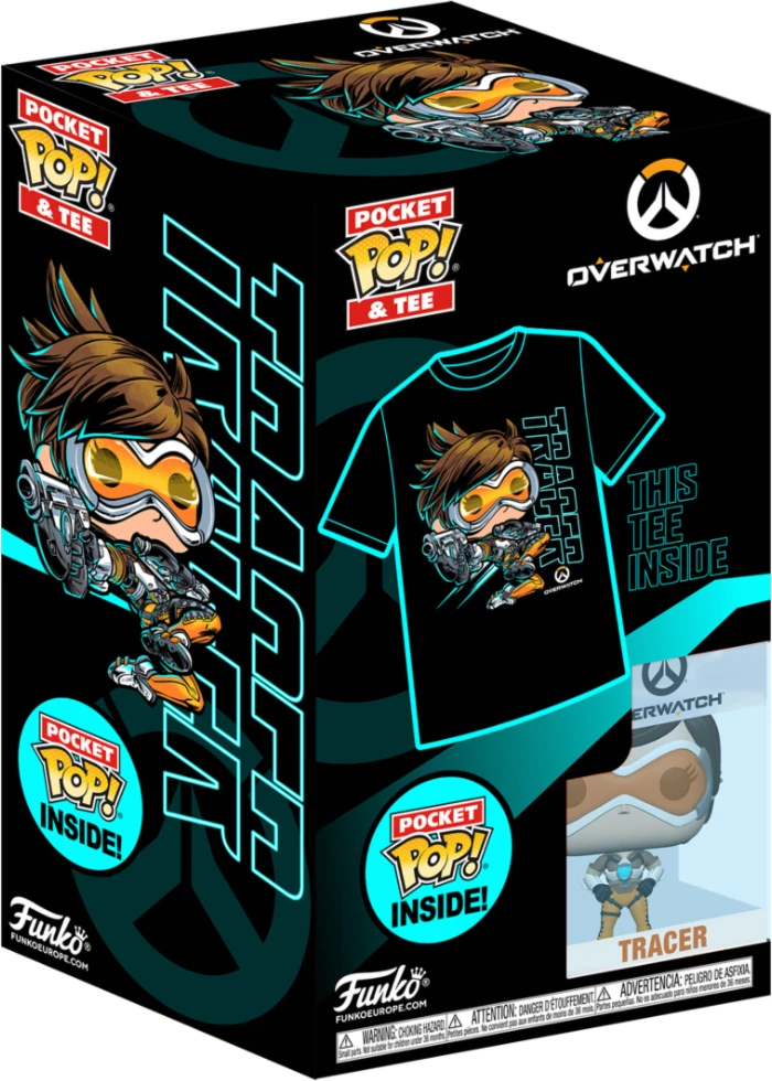 Set figurë Pocket Pop & maicë Funko Overwatch Tracer, e zezë (figurë + tee)