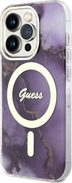 Mbështjellës Guess Golden Marble MagSafe për iPhone 14 Pro 6.1", vjollcë