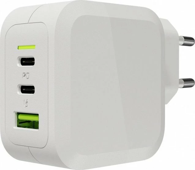 Karikues GaN Green Cell PowerGaN CHARGC08W 65W 2x USB-C + 1x USB-A 3.25A i bardhë