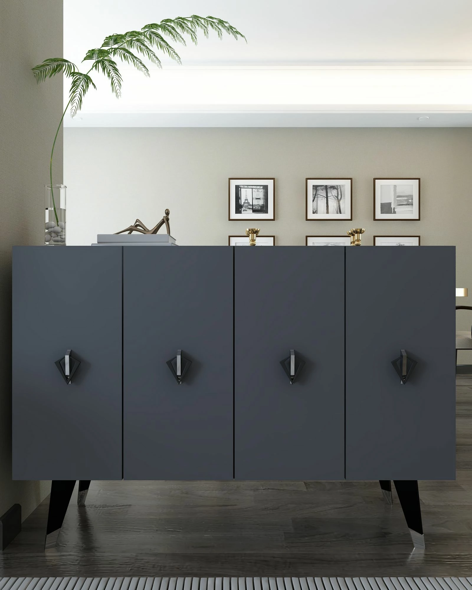 Konsol Skye Decor, anthracite, e zezë, argjend, 8165KM-32