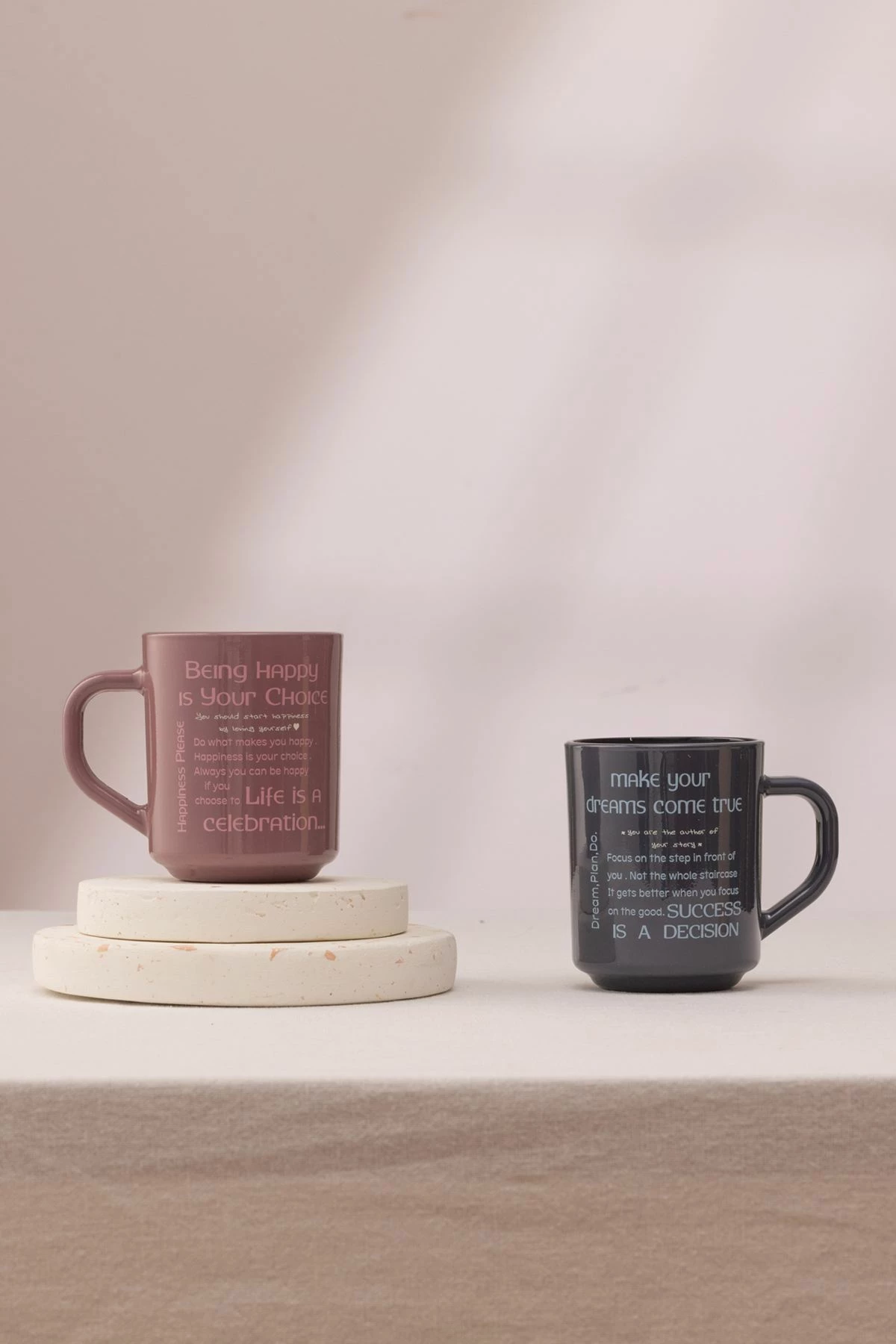 Set gotash prej qelqi, 2 copë, Hermia Concept, motivuese, ngjyrë fume & damson