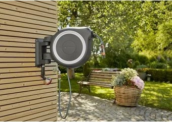 Mbështjellës uji Gardena RollUp L, automatik, 30m, zi, kaltër, hiri
