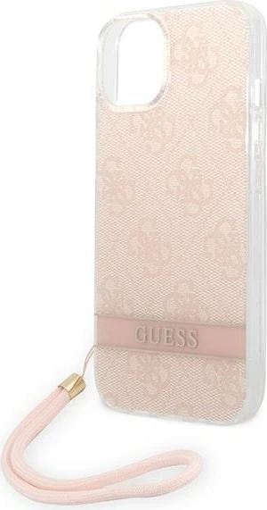 Mbështjellës Guess GUOHCP14MH4STP për iPhone 14 Plus 6.7", rozë me varëse