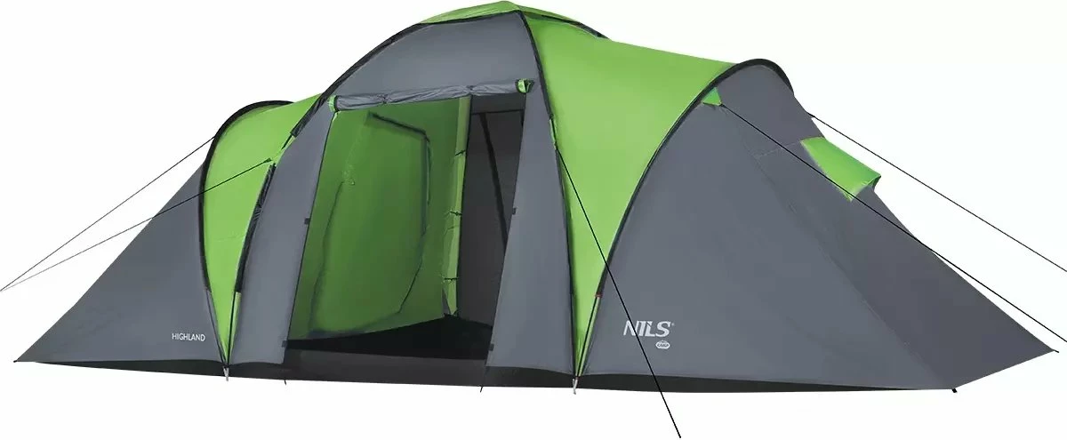Çadër kampingu Nils Extreme NC6031 Highland për 6 persona, tunel, 570 x 210 x 200 cm, gri/jeshile