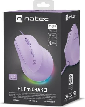 Maus vertikal Natec Crake 2 Pro, 12800 DPI, 6 butona, purple