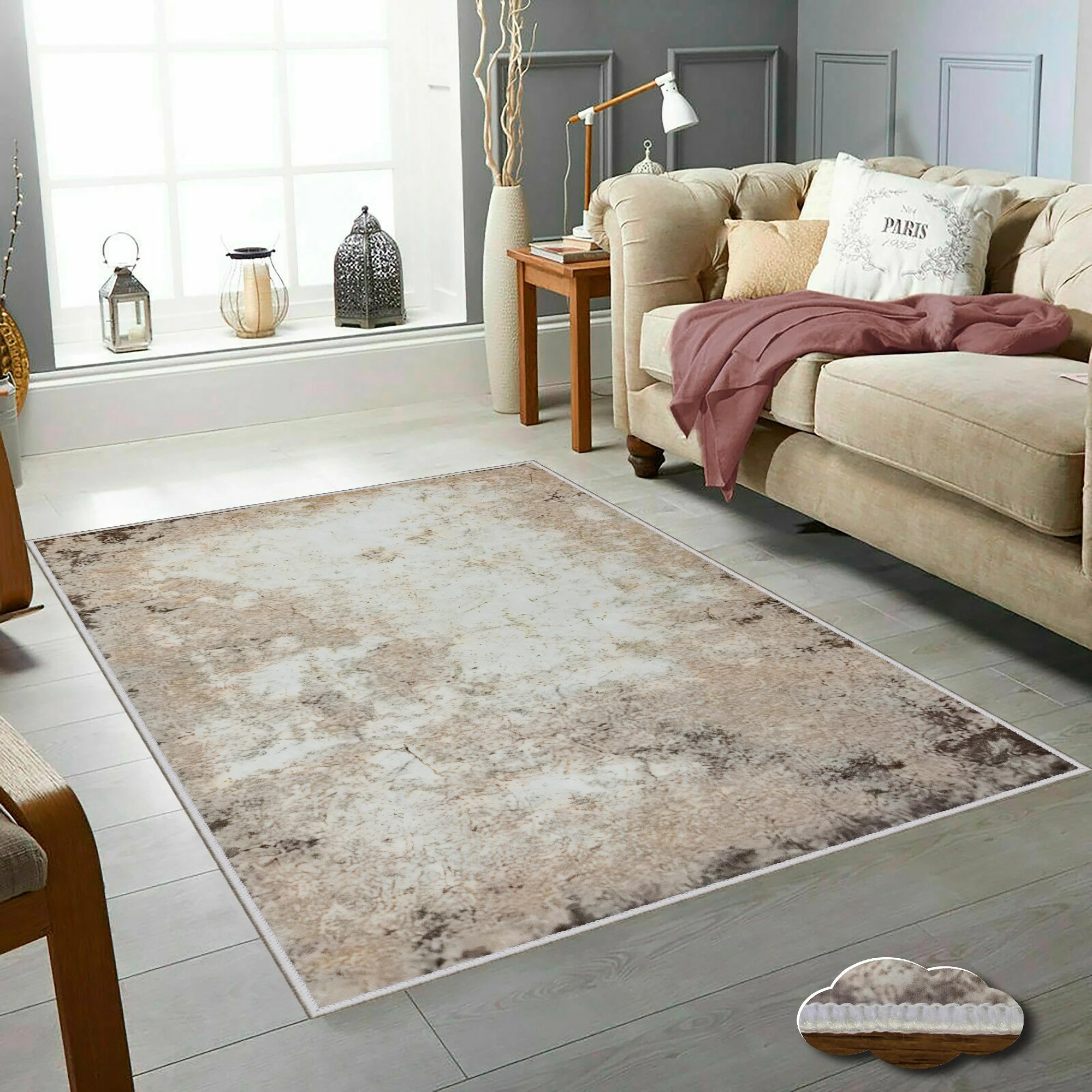 Qilim Conceptum Hypnose, 80x150cm, Wookece312, bezhë, e bardhë, mink
