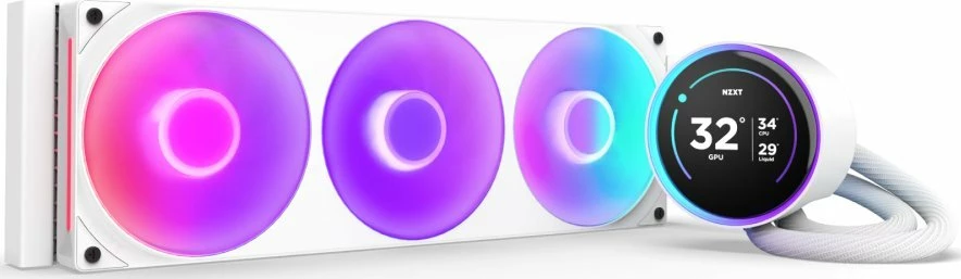 Sistem ftohje me ujë NZXT Kraken Elite 360 RGB 2024 RL-KR36E-W2, 360mm, ARGB, ekran IPS 2.72\", i bardhë