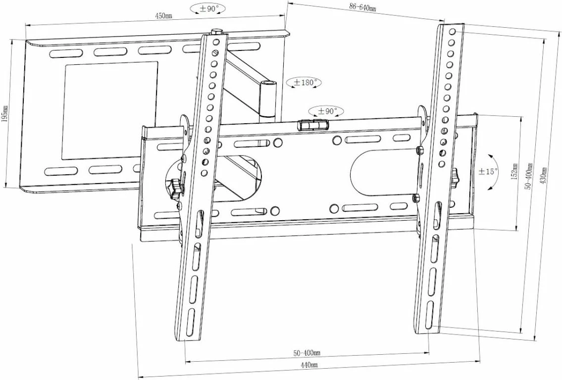 Mbajtëse muri për TV Art AR-86 32"-63" 30 kg VESA 400x400, e zezë