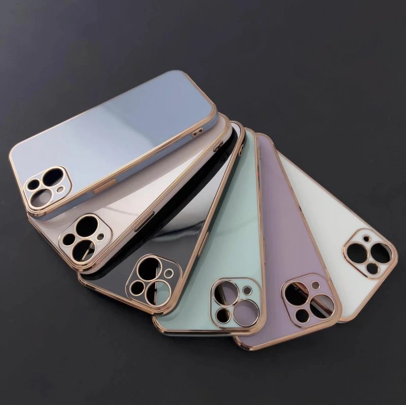 Kapak telefoni Hurtel Fashion Case për iPhone 12 Pro Max, kaltër me kornizë të artë [Ngjyra: Kaltër]
